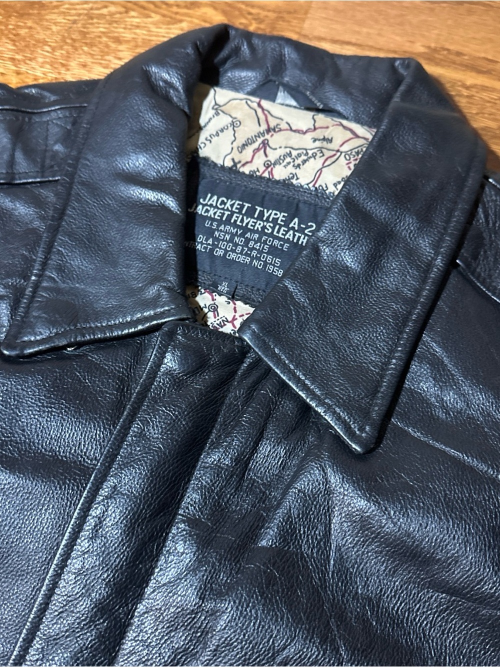 Vintage US Air Force Army Flyer’s Grain Black Leather Bomber Jacket A-2 Men's XL